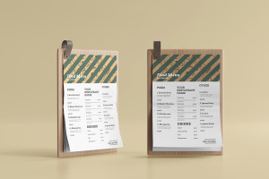 Mockup phối cảnh menu ngành thực phẩm đồ ăn file PSD