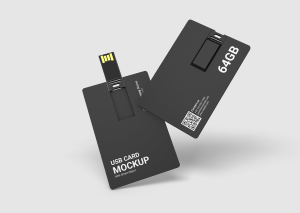 Mockup thẻ nhớ lưu dữ liệu cad USB màu đen PSD