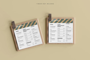 Mockup phối cảnh menu ngành thực phẩm đồ ăn file PSD