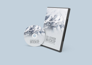 Mockup thiết kế bìa đĩa CD và hộp đựng  PSD