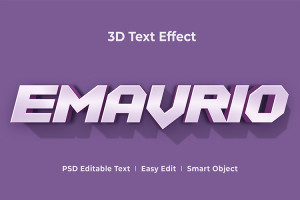 Hiệu ứng chữ 3D PSD màu tím nhạt