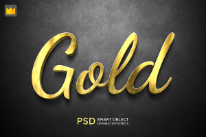 Hiệu ứng chữ 3D PSD màu vàng gold sang trọng