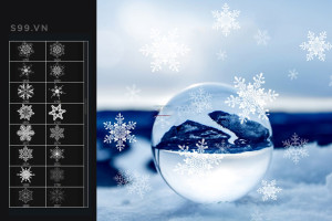 Bộ brush hiệu ứng bông tuyết rơi cho photoshop