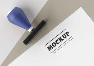 Mockup con dấu gỗ hình chữ nhật file PSD số 12