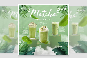 Banner quảng cáo bộ 3 sản phẩm từ trà xanh matcha