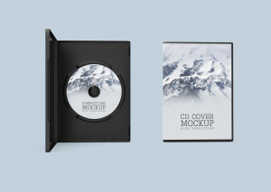 Mockup thiết kế bìa đĩa CD và hộp đựng  PSD