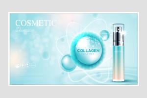 Banner mỹ phẩm chăm sóc da collagen tinh chất với hiệu ứng ánh sáng