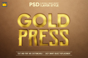 Hiệu ứng chữ 3D PSD màu vàng gold