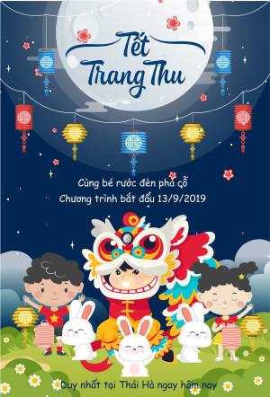 Mẫu thiết kế Poster chương trình phá cỗ trung thu cho AI