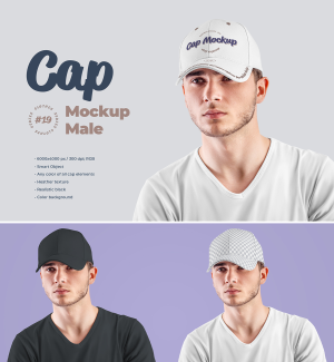 Mockup mũ lưỡi chai nghiêng PSD